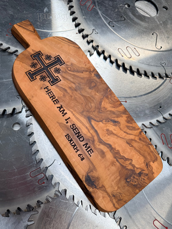 Olive Wood Charcuterie Board Crusader “Send me”