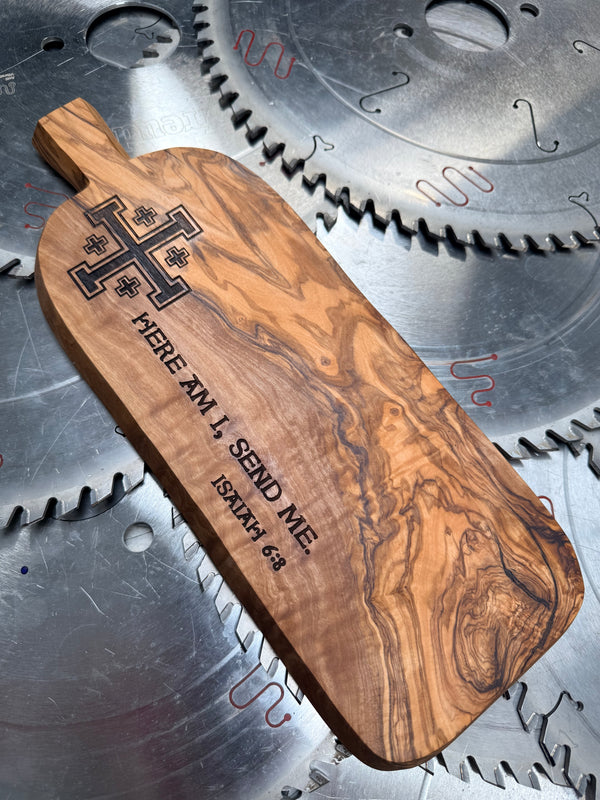 Olive Wood Charcuterie Board Crusader “Send me”