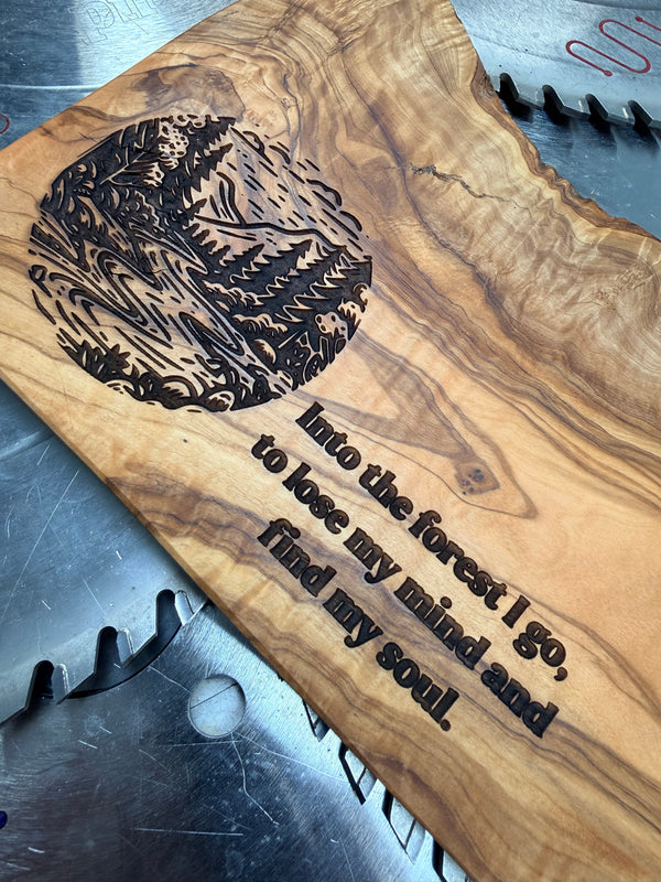 Olive Wood Charcuterie Board “Find your Soul”