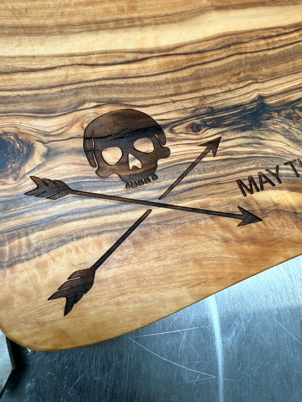 Olive Wood Charcuterie Board “Burn Your Bridges”