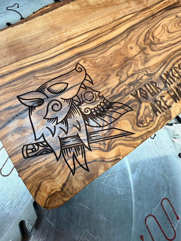 Olive Wood Charcuterie Board “Your Ancestors Are Watching”