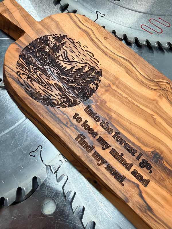 Olive Wood Charcuterie Board “Find your Soul”