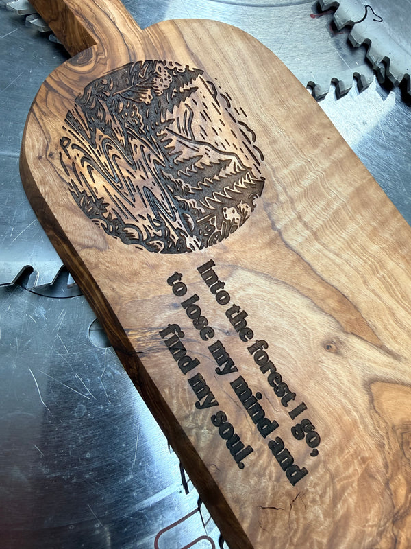 Olive Wood Charcuterie Board “Find your Soul”