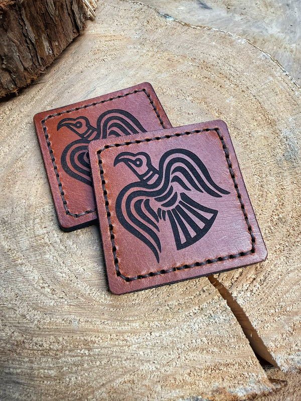 Raven Velcro Leather Patch