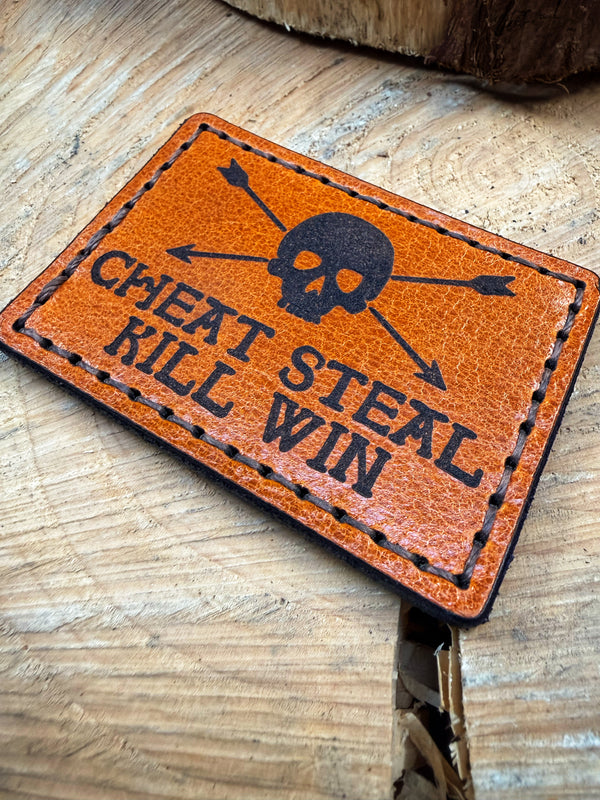 Cheat Steal Kill Win Velcro Leather Patch