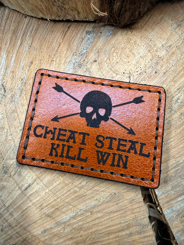 Cheat Steal Kill Win Velcro Leather Patch