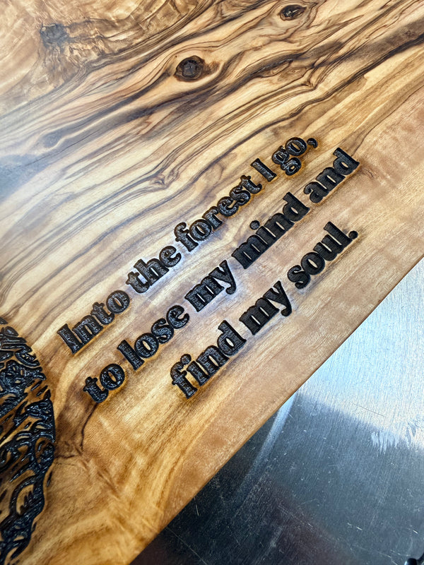 Olive Wood Charcuterie Board “Find your Soul”